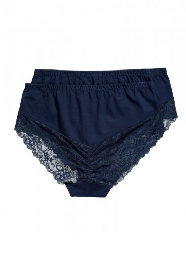 Ulla Popken 830094 Trusser med blonde 2-pak Mørkeblå - Trusser - 