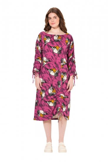 Ulla Popken 830151 Blomstret kjole Rosa - Maxikjoler - Maxikjoler i plus size