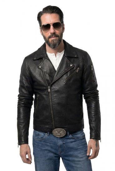 JP1880 830586 Bikerjakke i lammenappa Sort - Jakker - Jakker i store størrelser, 2XL- 12XL