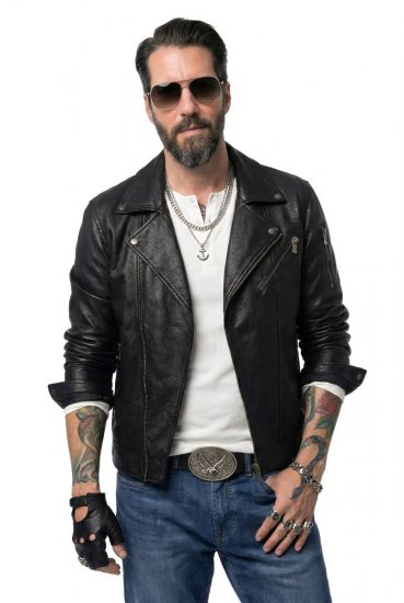 JP1880 830586 Bikerjakke i lammenappa Sort - Jakker - Jakker i store størrelser, 2XL- 12XL