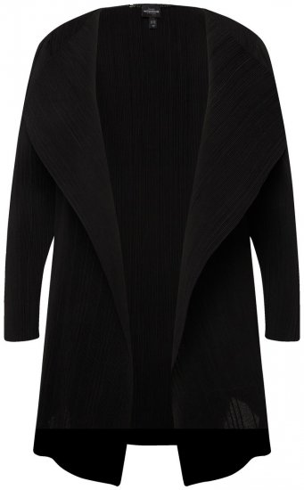 Ulla Popken 830749 Åben plisseret blazer med brede revers Sort - Blazere - Blazere i plusstørrelser til kvinder