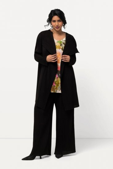 Ulla Popken 830749 Åben plisseret blazer med brede revers Sort - Blazere - Blazere i plusstørrelser til kvinder