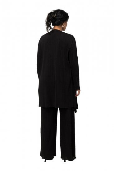Ulla Popken 830749 Åben plisseret blazer med brede revers Sort - Blazere - Blazere i plusstørrelser til kvinder