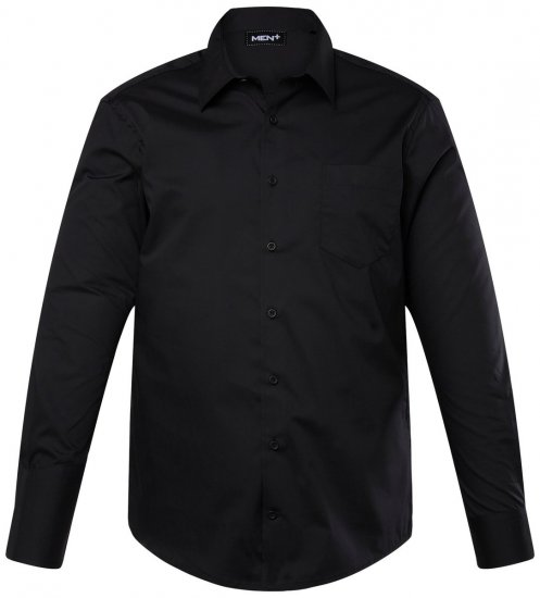 Men+ 753 Langærmet Business-skjorte med klassisk krave Sort - Skjorter - Skjorter til store mænd 2XL- 8XL