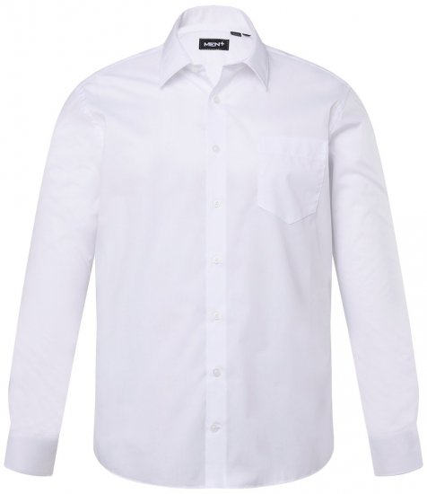 Men+ 753 Langærmet Business-skjorte med klassisk krave Hvid - Skjorter - Skjorter til store mænd 2XL- 8XL