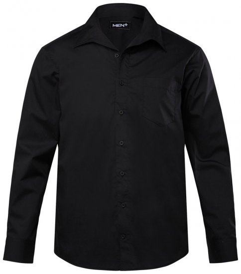 Men+ 757 Langærmet Business-skjorte med åben krave Sort - Skjorter - Skjorter til store mænd 2XL- 8XL