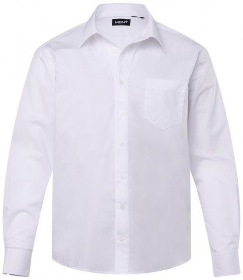 Men+ 757 Langærmet Business-skjorte med åben krave Hvid - Skjorter - Skjorter til store mænd 2XL- 8XL
