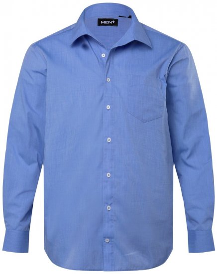 Men+ 757 Langærmet Business-skjorte med åben krave Lyseblå - Skjorter - Skjorter til store mænd 2XL- 8XL