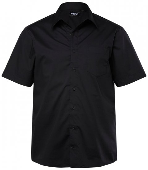 Men+ 758 Kortærmet Business-skjorte med åben krave Sort - Skjorter - Skjorter til store mænd 2XL- 8XL