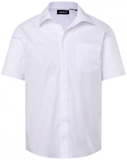 Men+ 758 Kortærmet Business-skjorte med åben krave Hvid - Skjorter - Skjorter til store mænd 2XL- 8XL