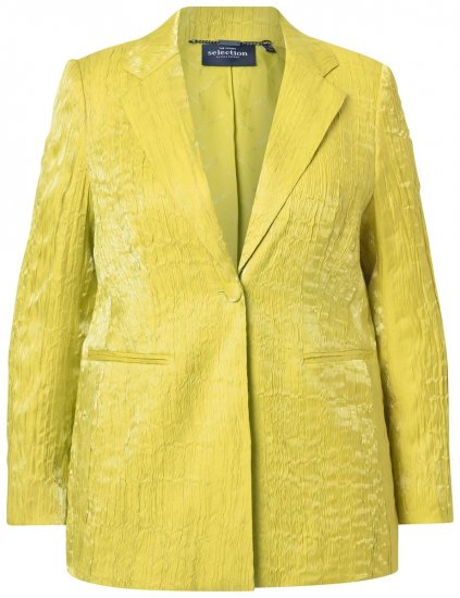 Ulla Popken 830767 Blazer i crinkle Lysegrøn - Blazere - Blazere i plusstørrelser til kvinder