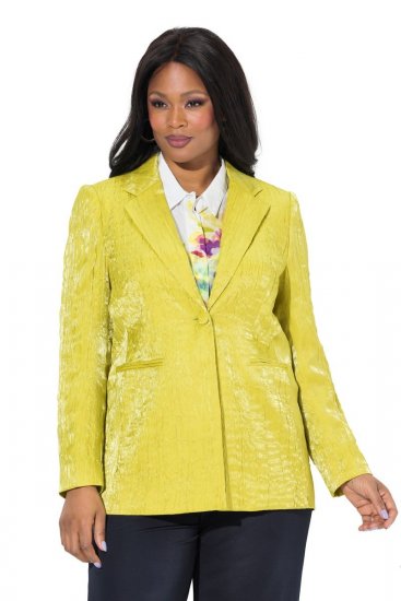 Ulla Popken 830767 Blazer i crinkle Lysegrøn - Blazere - Blazere i plusstørrelser til kvinder