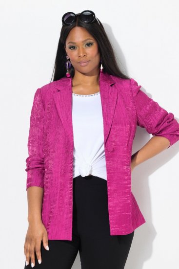 Ulla Popken 830767 Blazer i krøllet struktur Magenta - Blazere - Blazere i plusstørrelser til kvinder