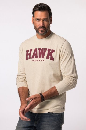 JP1880 T-Shirt Long Sleeve Hawk Off-White TALL - HERRETØJ MT-6XLT - Tøj til høje mænd
