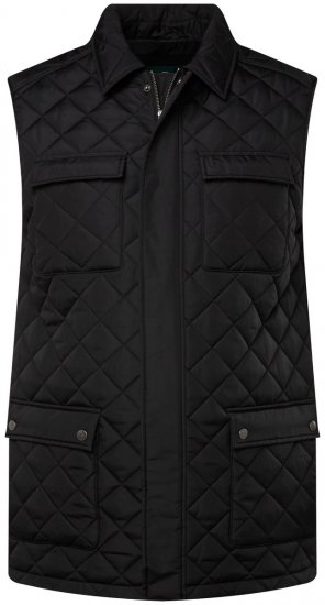 Boston Park 593 Quiltet vest med skjortekrave Sort - Jakker - Jakker i store størrelser, 2XL- 12XL
