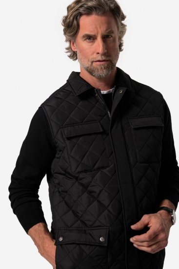 Boston Park 593 Quiltet vest med skjortekrave Sort - Jakker - Jakker i store størrelser, 2XL- 12XL
