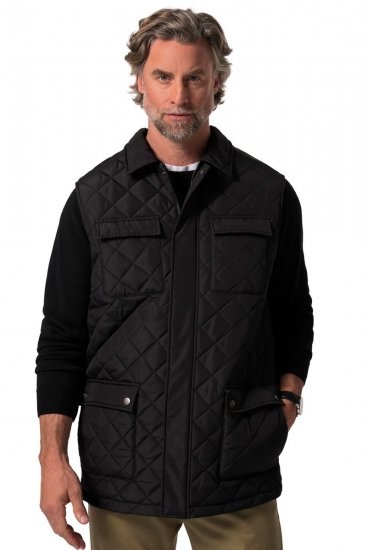 Boston Park 593 Quiltet vest med skjortekrave Sort - Jakker - Jakker i store størrelser, 2XL- 12XL