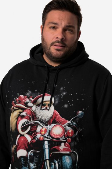 Men+ 100 Hoodie Julemand på motorcykel Sort - Trøjer og hættetrøjer - Trøjer og Hættetrøjer i store størrelser - 2XL-14XL
