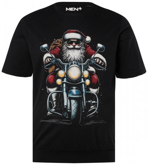 Men+ 148 T-shirt bellyfit Julemand på motorcykel Sort - T-shirts - T-shirts i store størrelser - 2XL-14XL