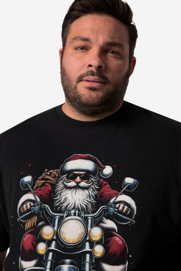 Men+ 148 T-shirt bellyfit Julemand på motorcykel Sort - T-shirts - T-shirts i store størrelser - 2XL-14XL