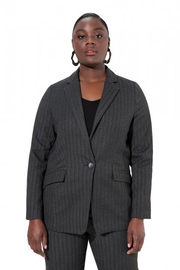 Ulla Popken 832935 Blazer i sildebensmønster med metalglans Grå - Blazere - Blazere i plusstørrelser til kvinder