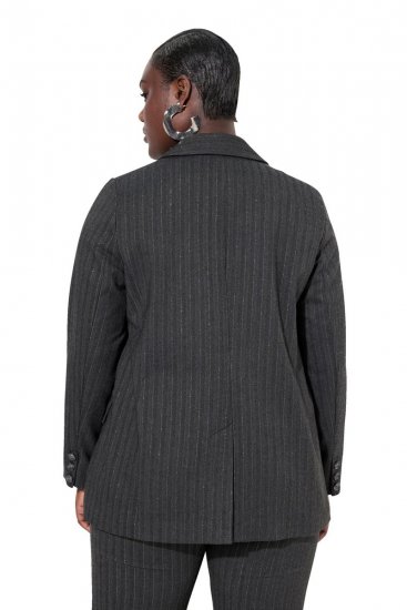Ulla Popken 832935 Blazer i sildebensmønster med metalglans Grå - Blazere - Blazere i plusstørrelser til kvinder