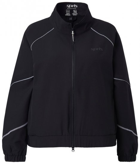 Ulla Popken 833237 Sportsjakke med refleksdetaljer Sort - Jakker - Dame jakker i store størrelser