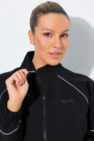 Ulla Popken 833237 Sportsjakke med refleksdetaljer Sort - Jakker - Dame jakker i store størrelser