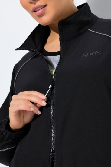 Ulla Popken 833237 Sportsjakke med refleksdetaljer Sort - Jakker - Dame jakker i store størrelser