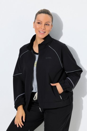 Ulla Popken 833237 Sportsjakke med refleksdetaljer Sort - Jakker - Dame jakker i store størrelser