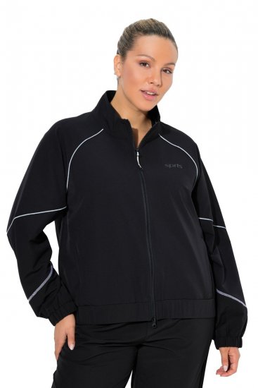 Ulla Popken 833237 Sportsjakke med refleksdetaljer Sort - Jakker - Dame jakker i store størrelser