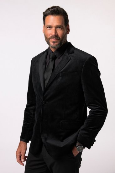 JP1880 Jacket Velvet Business Smoking Black - Habitter og blazere - Habitter og jakkesæt i store størrelser