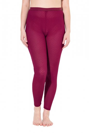 Ulla Popken 833718 Strømpeleggings med blonde Bærrød - Strømpebukser & strømper - 