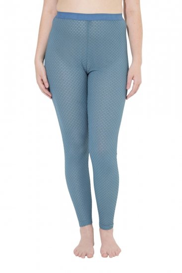 Ulla Popken 833718 Strømpeleggings med blonde Petrol - Strømpebukser & strømper - 