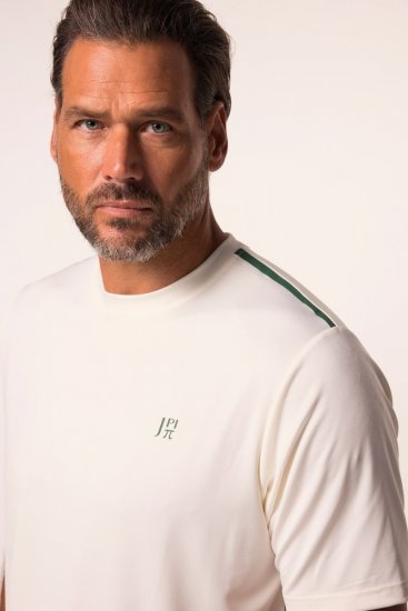 JP1880 QuickDry Stripes Tennis T-Shirt Off White - Sportstøj & outdoor - Sportstøj i store størrelser til mænd