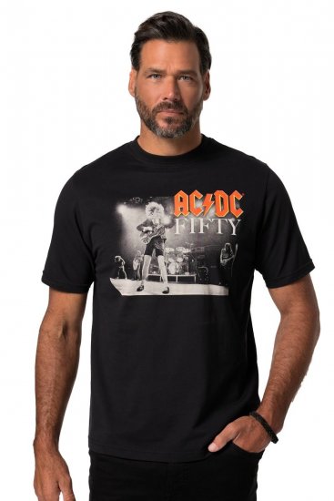 JP1880 AC/DC 50th Anniversary Band Photo T-Shirt Black - T-shirts - T-shirts i store størrelser - 2XL-14XL