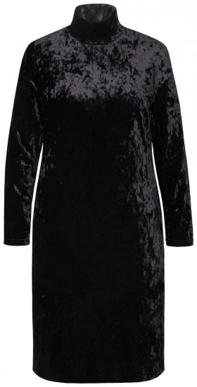 Ulla Popken 834234 Velourkjole med rullekrave Sort - Aftenkjoler - Festkjoler i plus size