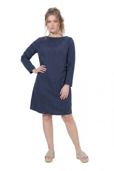 Ulla Popken 834371 Stribet sweatkjole Mørkeblå - Sweatkjoler - 
