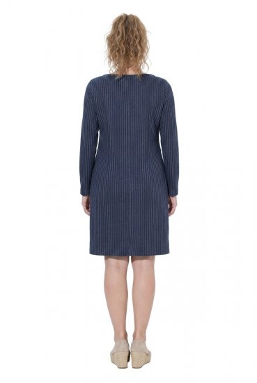Ulla Popken 834371 Stribet sweatkjole Mørkeblå - Sweatkjoler - 