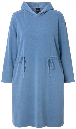 Ulla Popken 834536 Sweatkjole med hætte Denimblå - Sweatkjoler - 