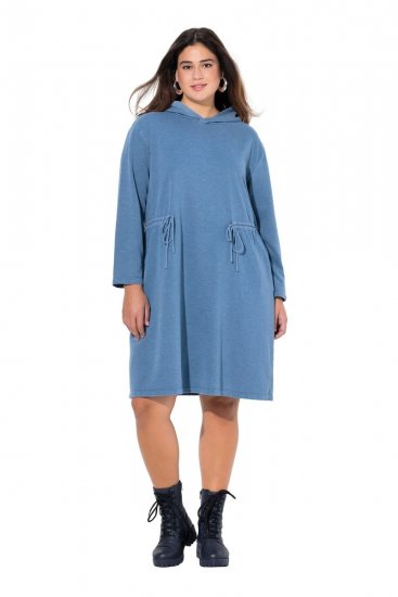 Ulla Popken 834536 Sweatkjole med hætte Denimblå - Sweatkjoler - 