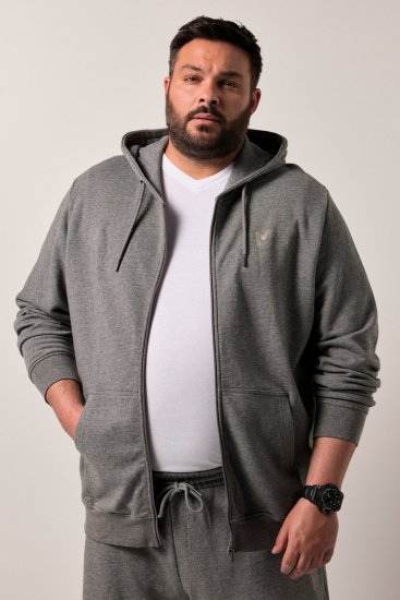 Men+ 851 Hættejakke Gråmeleret - Trøjer og hættetrøjer - Trøjer og Hættetrøjer i store størrelser - 2XL-14XL