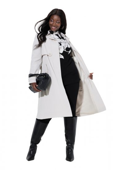 Ulla Popken 834990 Trenchcoat Taupe - Frakker - Frakker i store størrelser