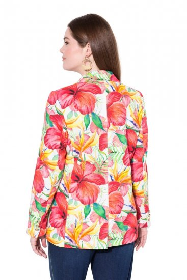 Ulla Popken 835230 Blomstret blazer i bomuld Rød - Blazere - Blazere i plusstørrelser til kvinder