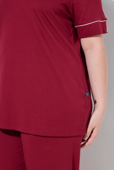 Ulla Popken 835397 Kortærmet pyjamas med skjortekrave Lilla - Pyjama/Loungewear - 