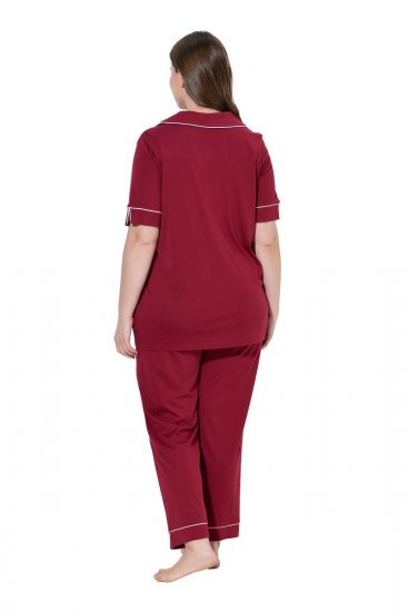 Ulla Popken 835397 Kortærmet pyjamas med skjortekrave Lilla - Pyjama/Loungewear - 