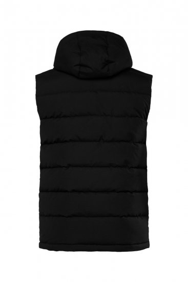 Men+ 442 Quiltet vest med hætte og tryk Sort - Jakker - Jakker i store størrelser, 2XL- 12XL