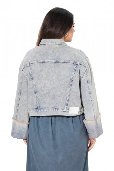 Ulla Popken 835486 Denimjakke med vide ærmer Denimblå - Jakker - Dame jakker i store størrelser
