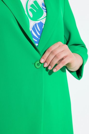 Ulla Popken 836165 Lang blazer med 3/4-ærmer Grøn - Blazere - Blazere i plusstørrelser til kvinder