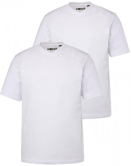 Men+ 299 T-shirt med V-hals Hvid 2-pak - T-shirts - T-shirts i store størrelser - 2XL-14XL